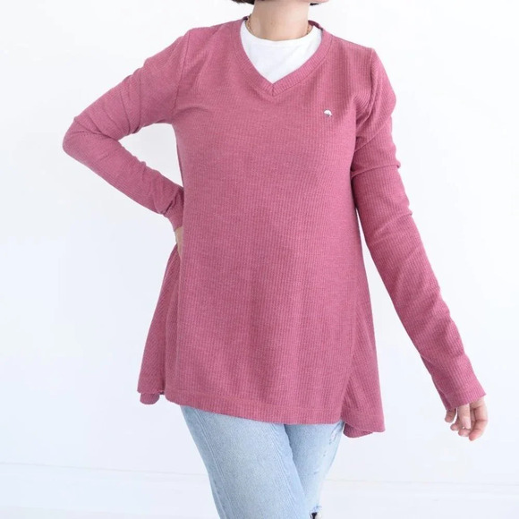 Tops - Southern Shirt Maroon Waffle Thermal V-Neck Long Sleeve Shirt Size Large
